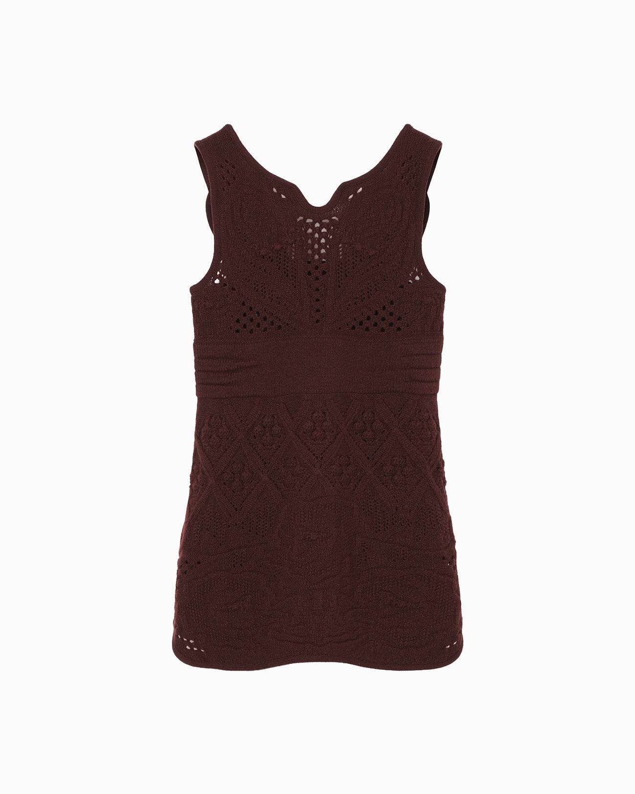 Multi Pattern Low Gauge Knitted Sleeveless Top - bordeaux