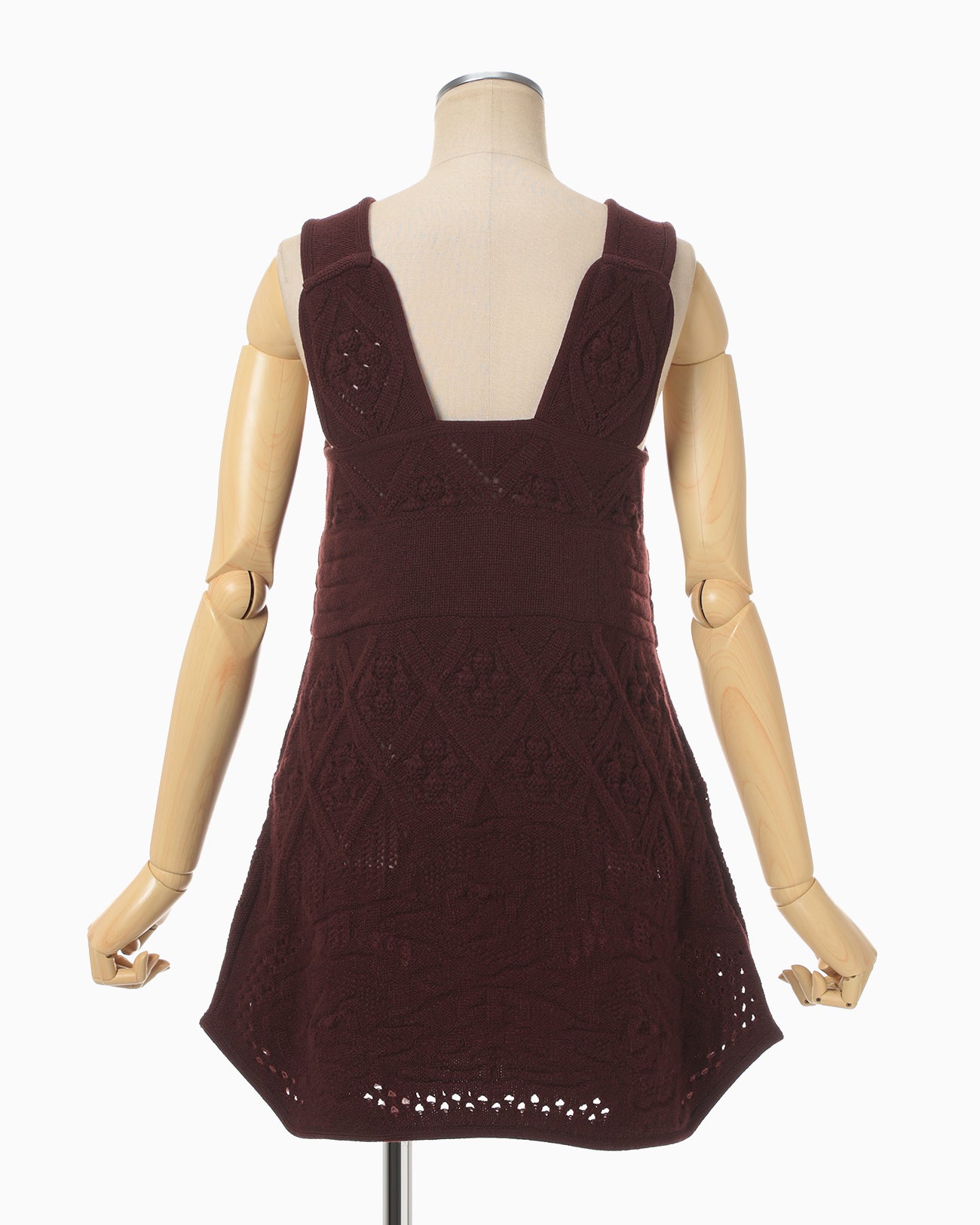 Multi Pattern Low Gauge Knitted Sleeveless Top - bordeaux