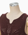 Multi Pattern Low Gauge Knitted Sleeveless Top - bordeaux
