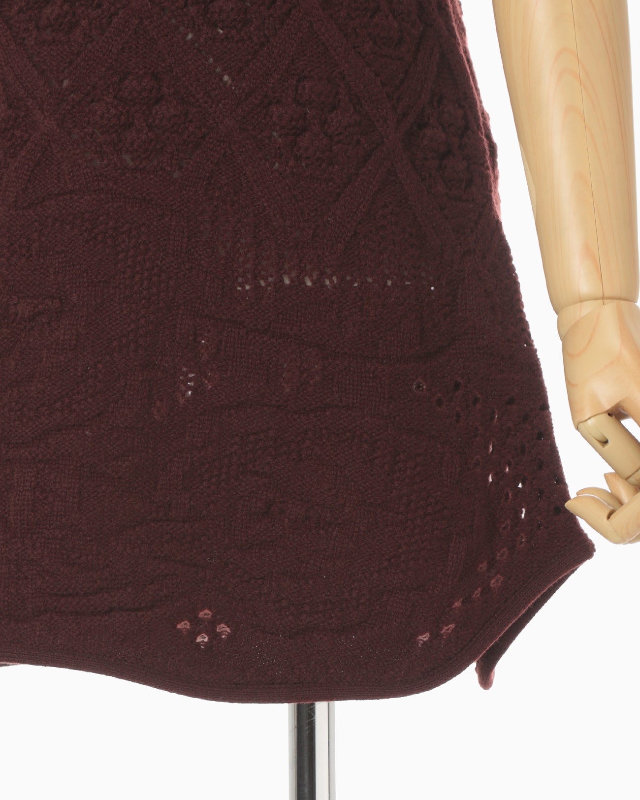 Multi Pattern Low Gauge Knitted Sleeveless Top - bordeaux