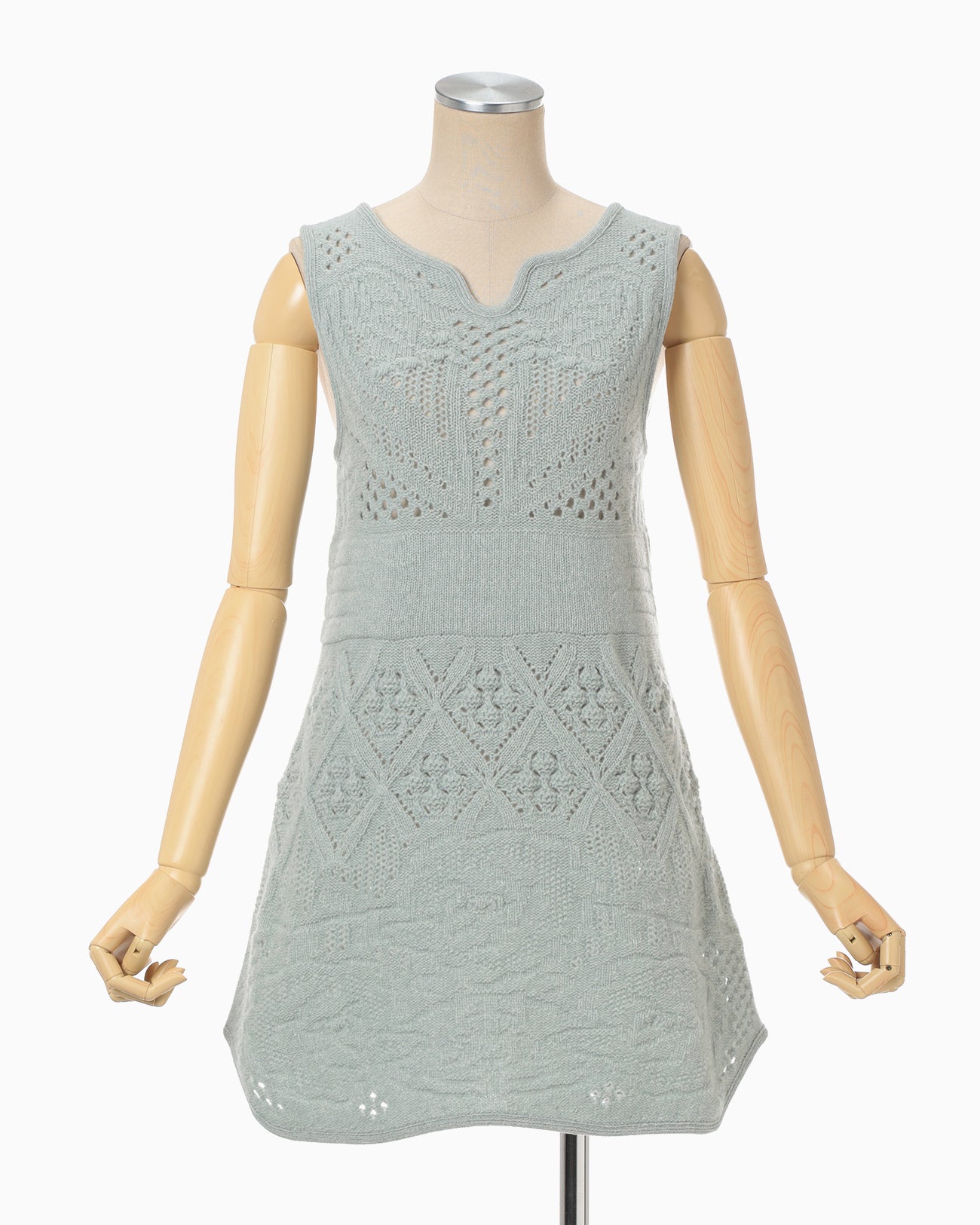 Multi Pattern Low Gauge Knitted Sleeveless Top - light blue