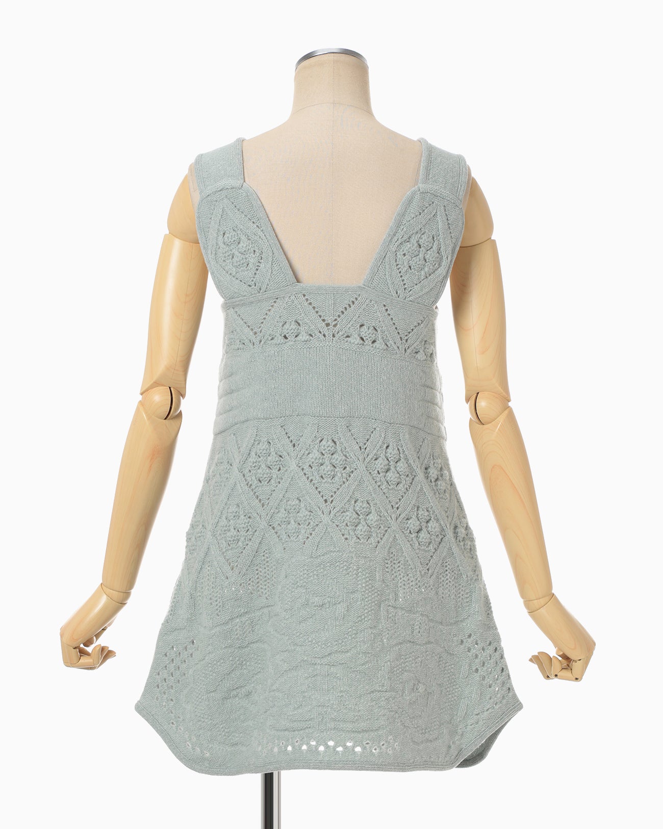 Multi Pattern Low Gauge Knitted Sleeveless Top - light blue