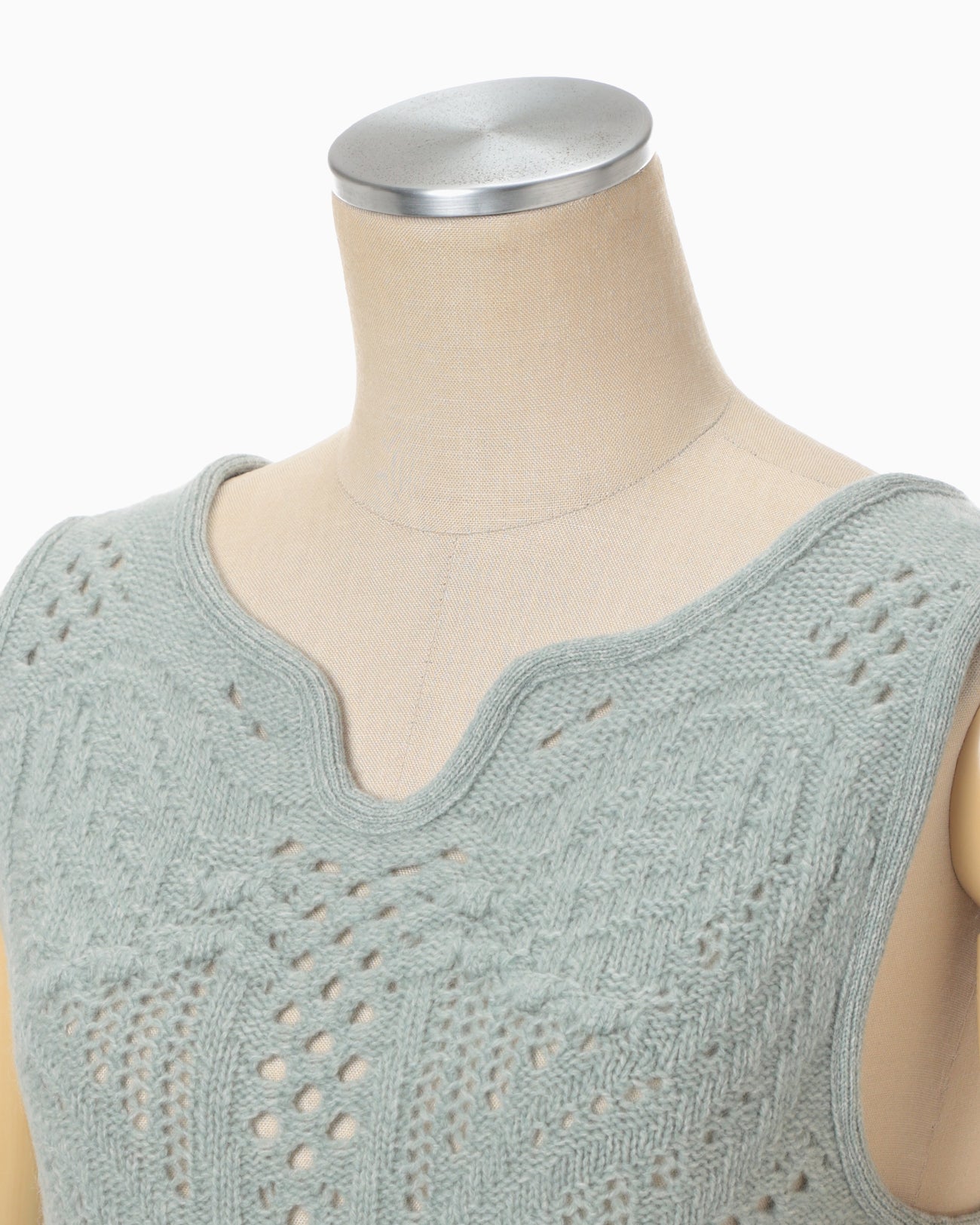 Multi Pattern Low Gauge Knitted Sleeveless Top - light blue