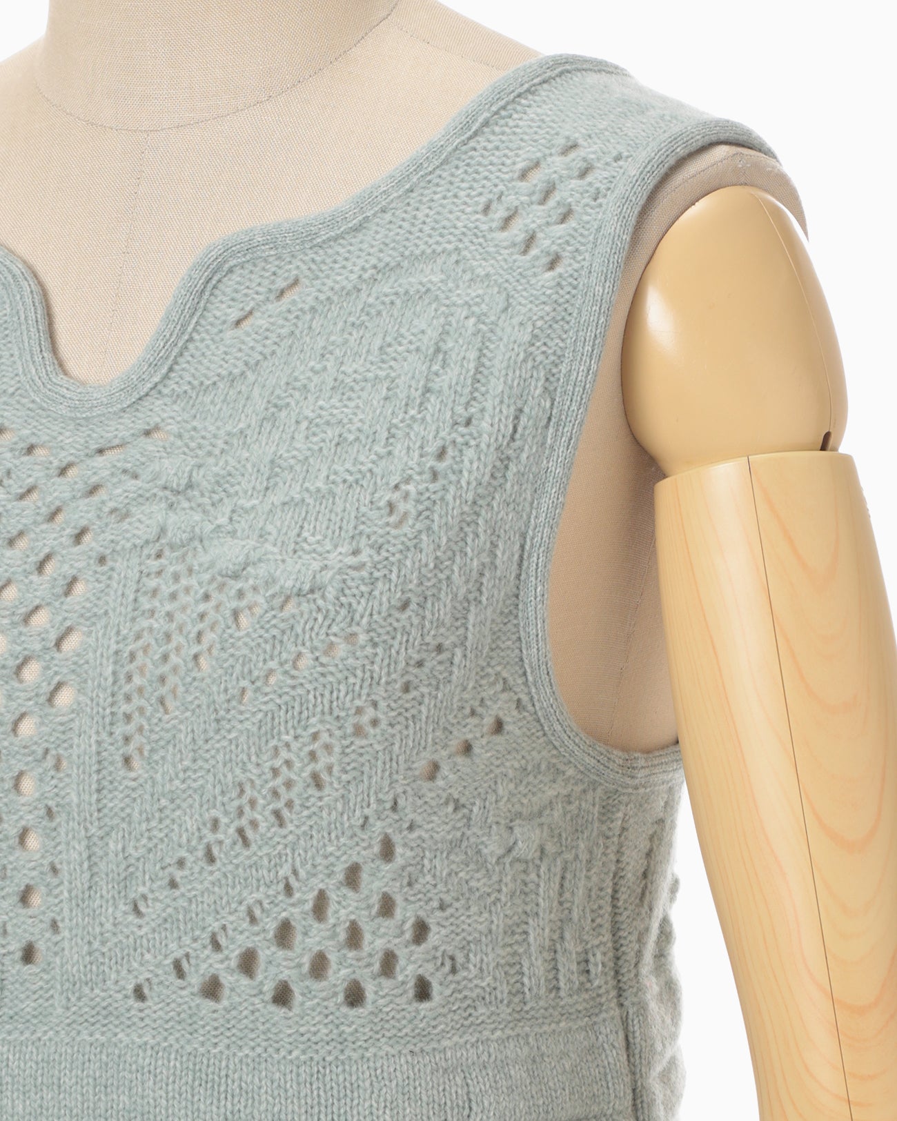 Multi Pattern Low Gauge Knitted Sleeveless Top - light blue