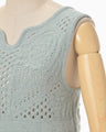 Multi Pattern Low Gauge Knitted Sleeveless Top - light blue