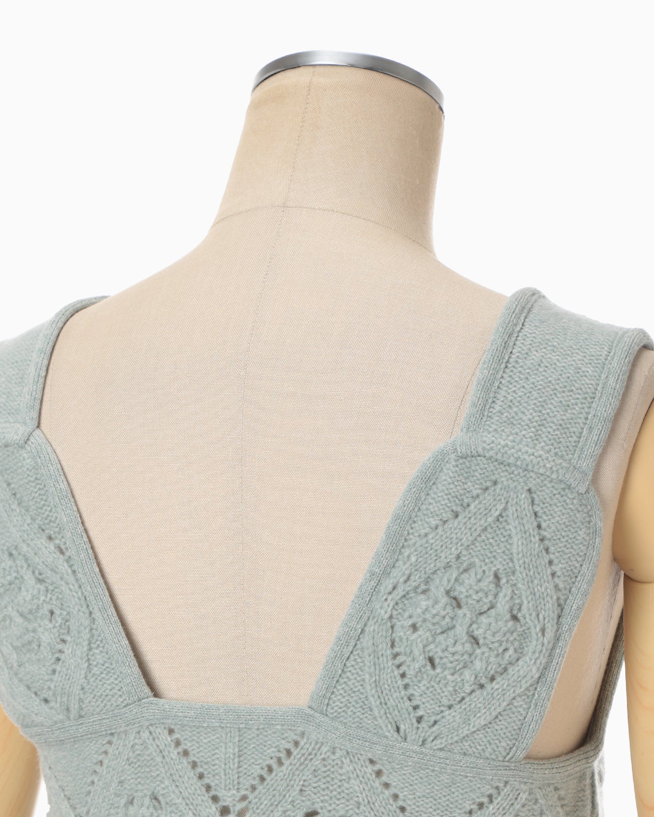 Multi Pattern Low Gauge Knitted Sleeveless Top - light blue
