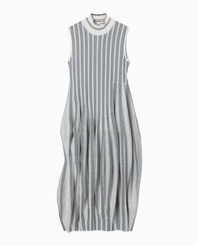 Asymmetric Knitted Volume Dress - grey