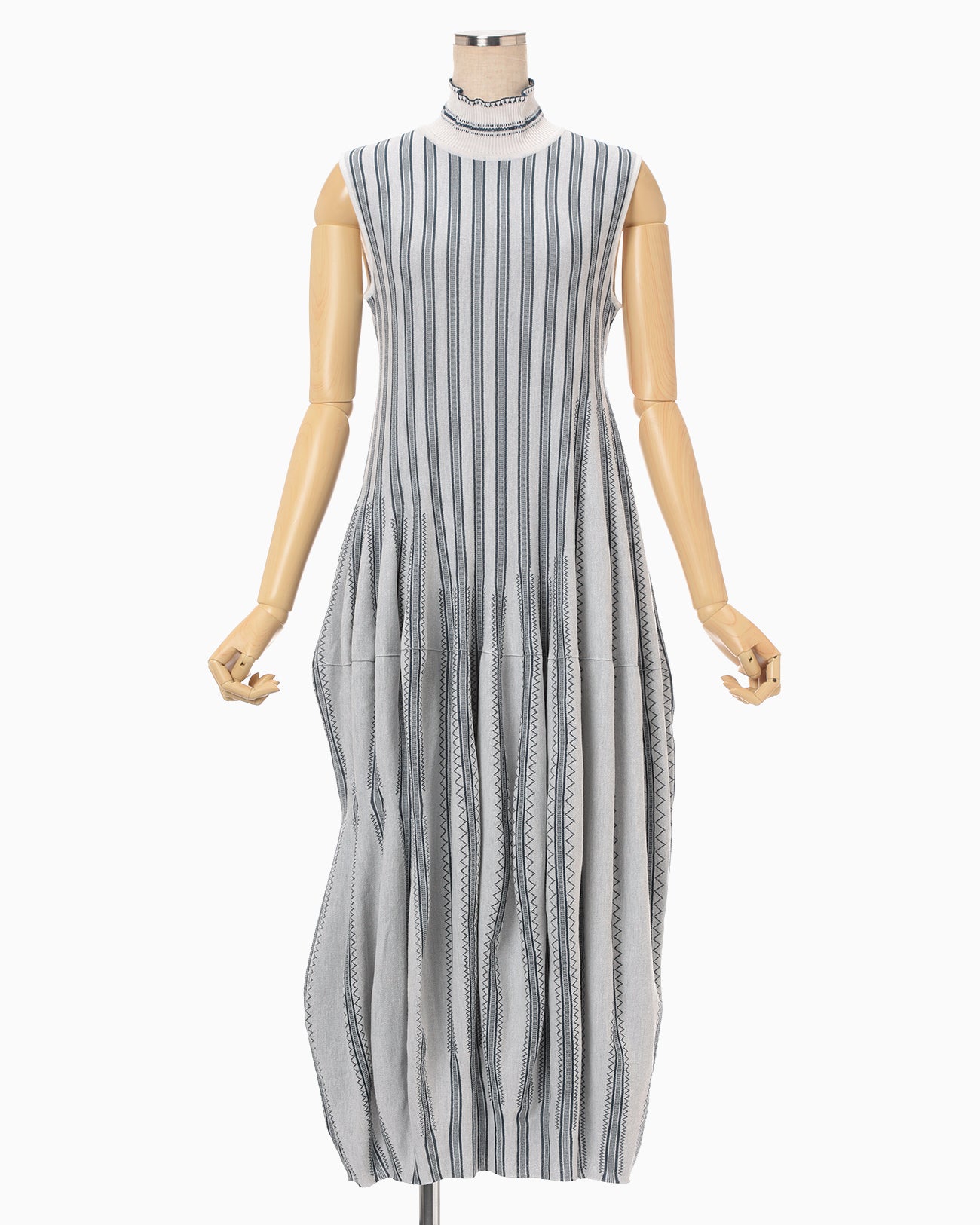 Asymmetric Knitted Volume Dress - grey