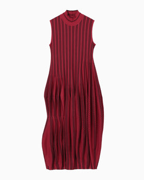 Asymmetric Knitted Volume Dress - red