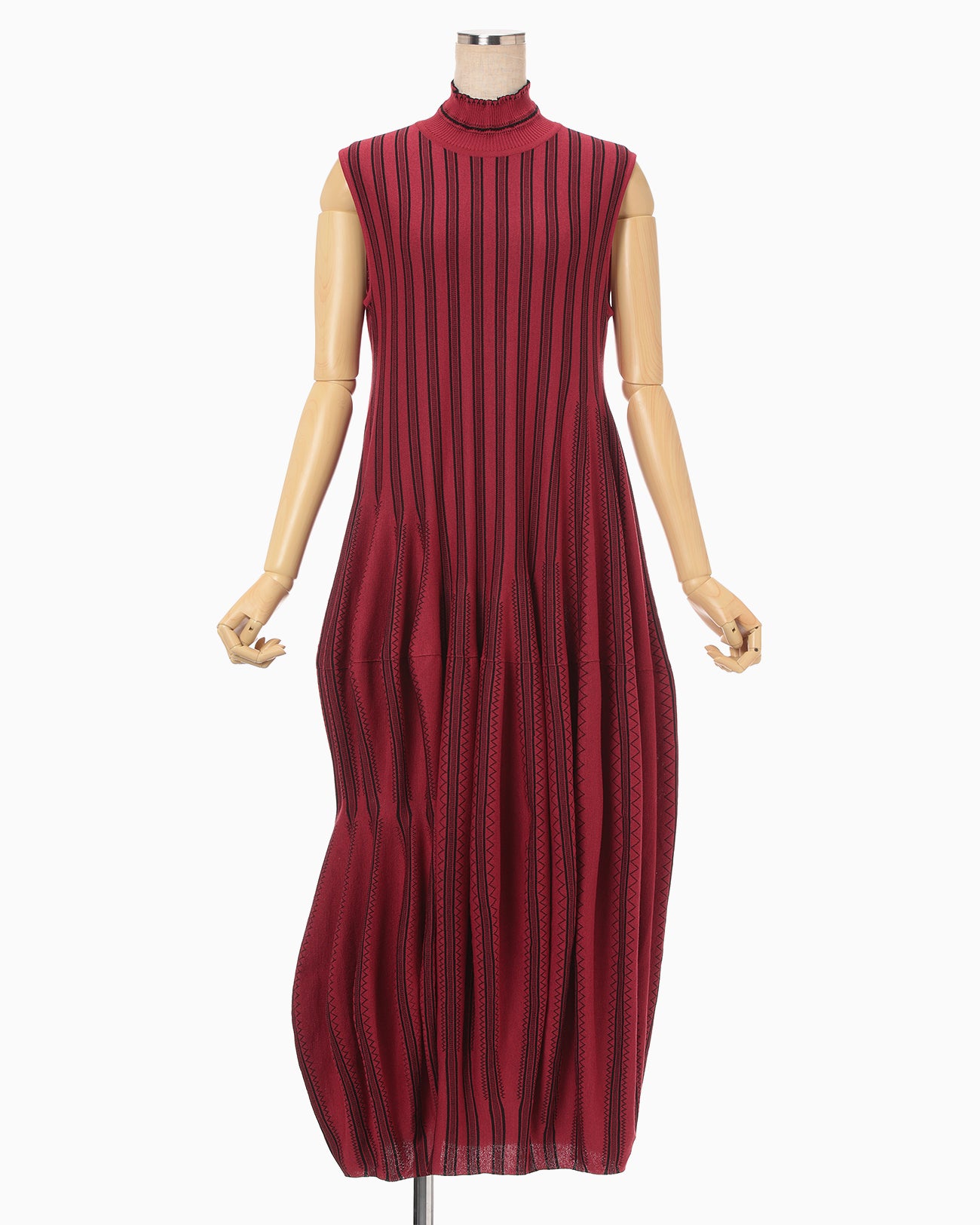 Asymmetric Knitted Volume Dress - red