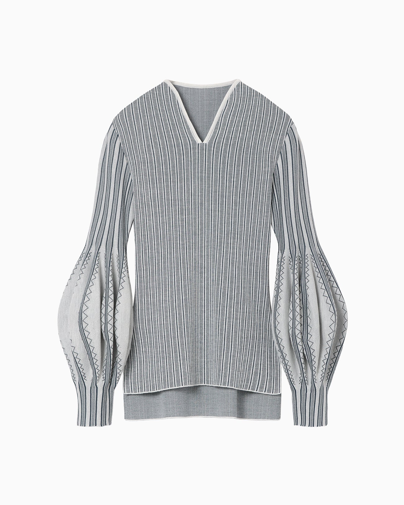 Asymmetric Knitted Volume Top - grey