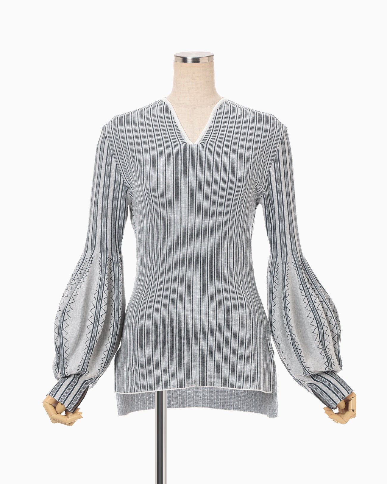 Asymmetric Knitted Volume Top - grey