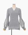 Asymmetric Knitted Volume Top - grey
