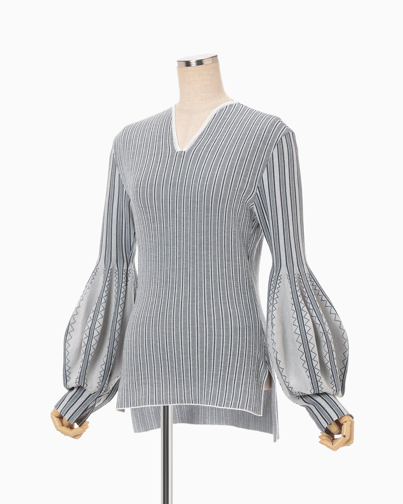Asymmetric Knitted Volume Top - grey