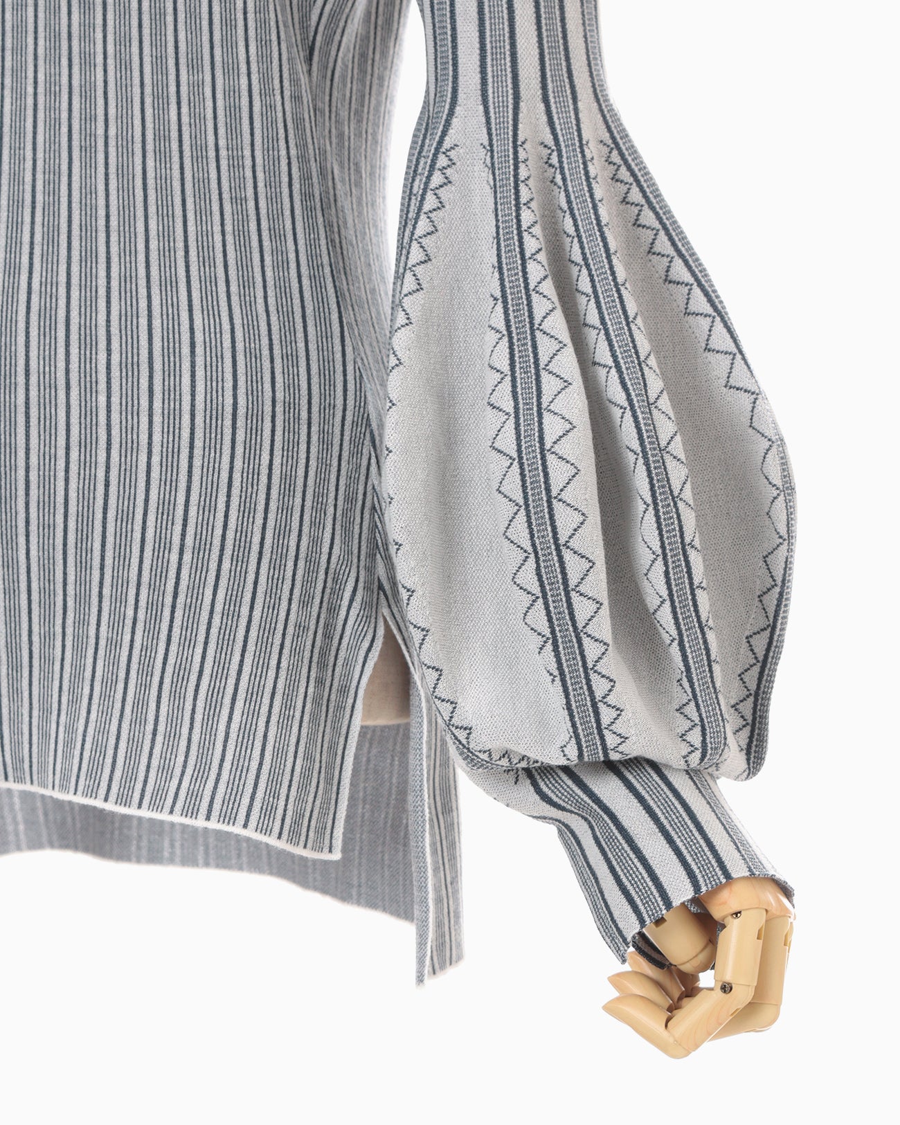Asymmetric Knitted Volume Top - grey