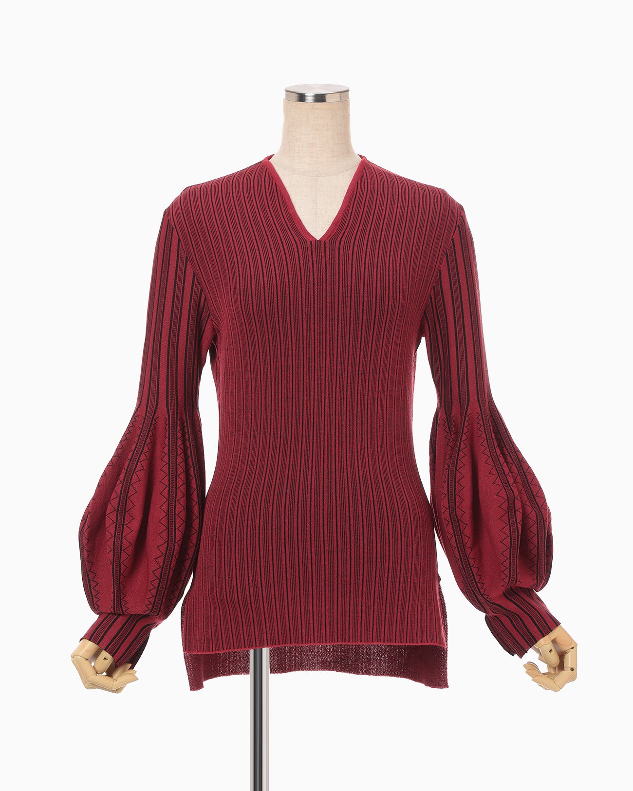 Asymmetric Knitted Volume Top - red