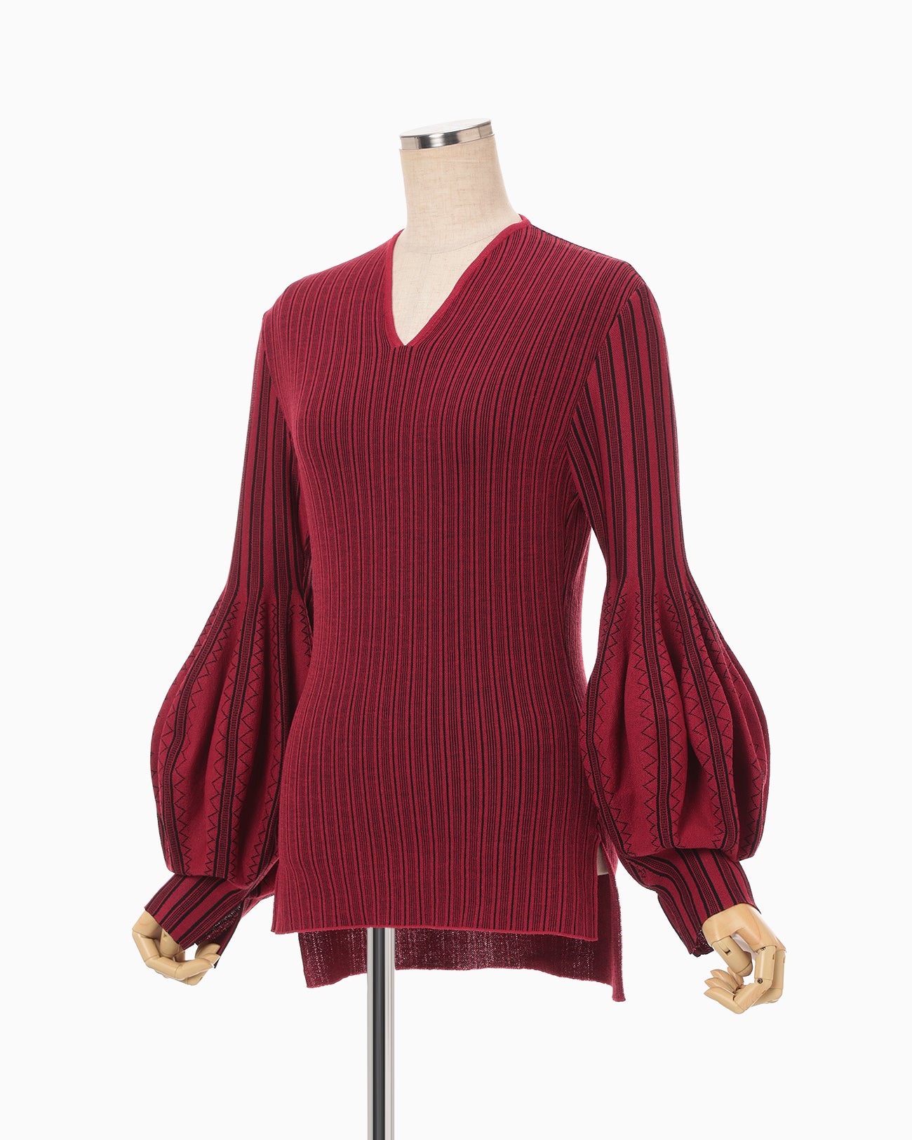 Asymmetric Knitted Volume Top - red