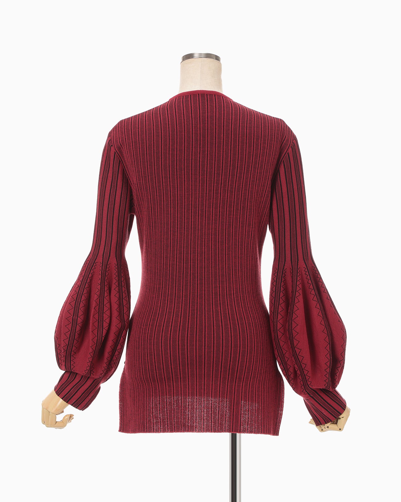 Asymmetric Knitted Volume Top - red