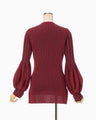 Asymmetric Knitted Volume Top - red
