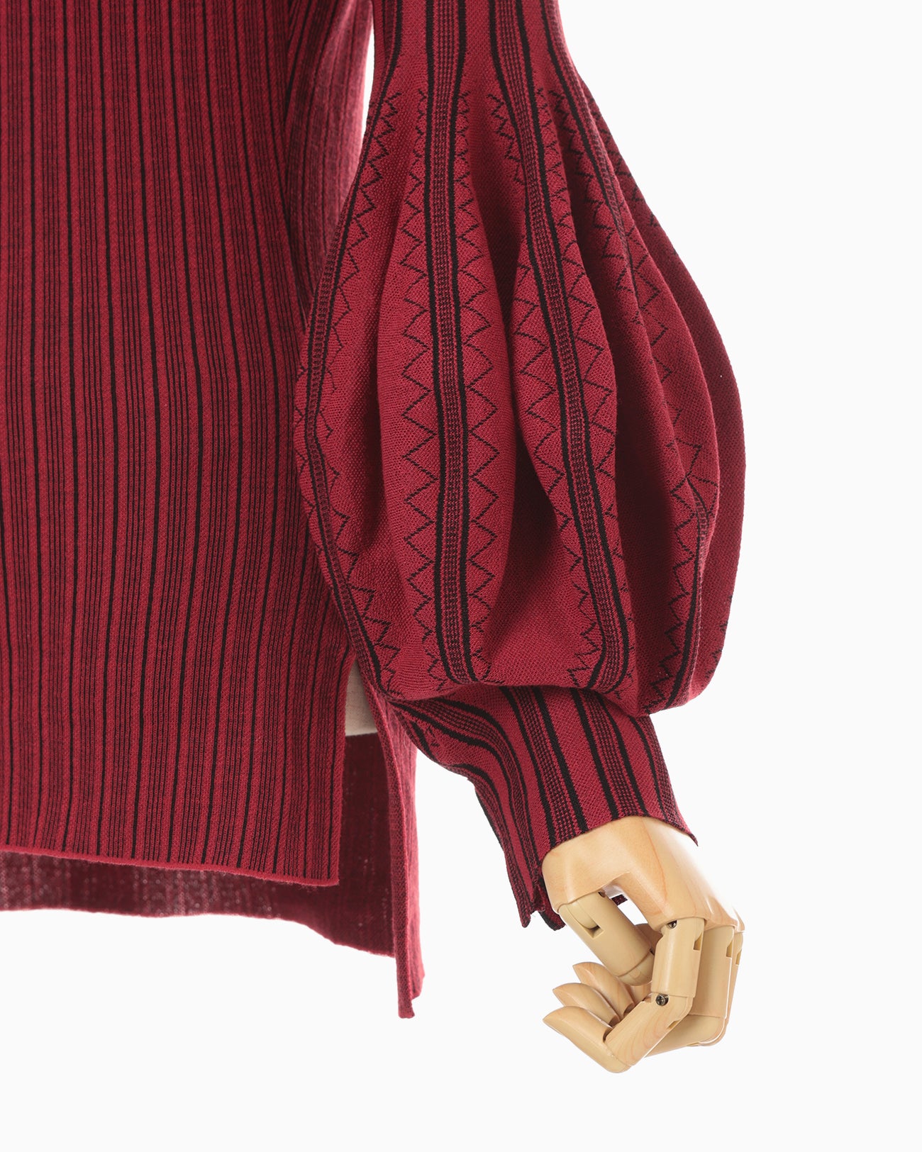 Asymmetric Knitted Volume Top - red