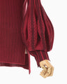 Asymmetric Knitted Volume Top - red