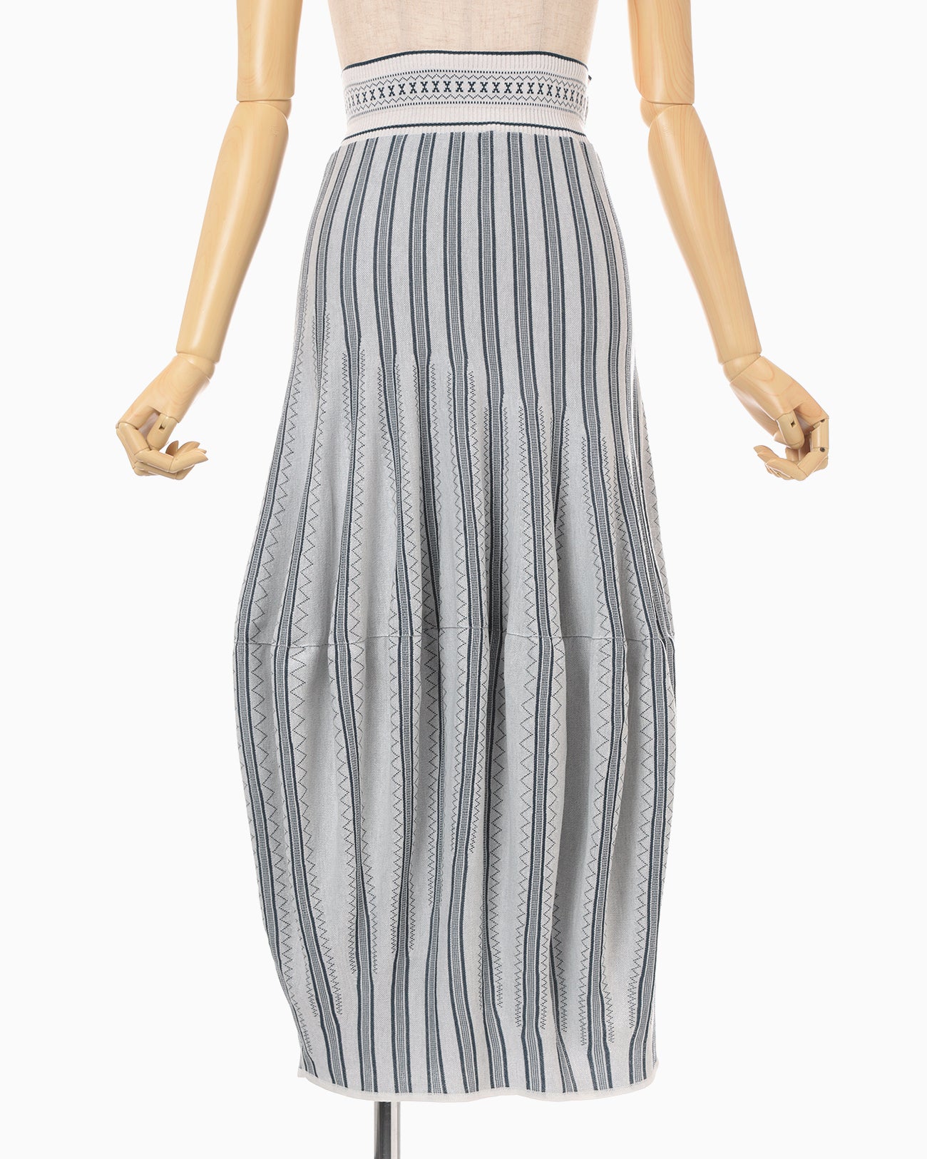 Asymmetric Knitted Volume Skirt - grey