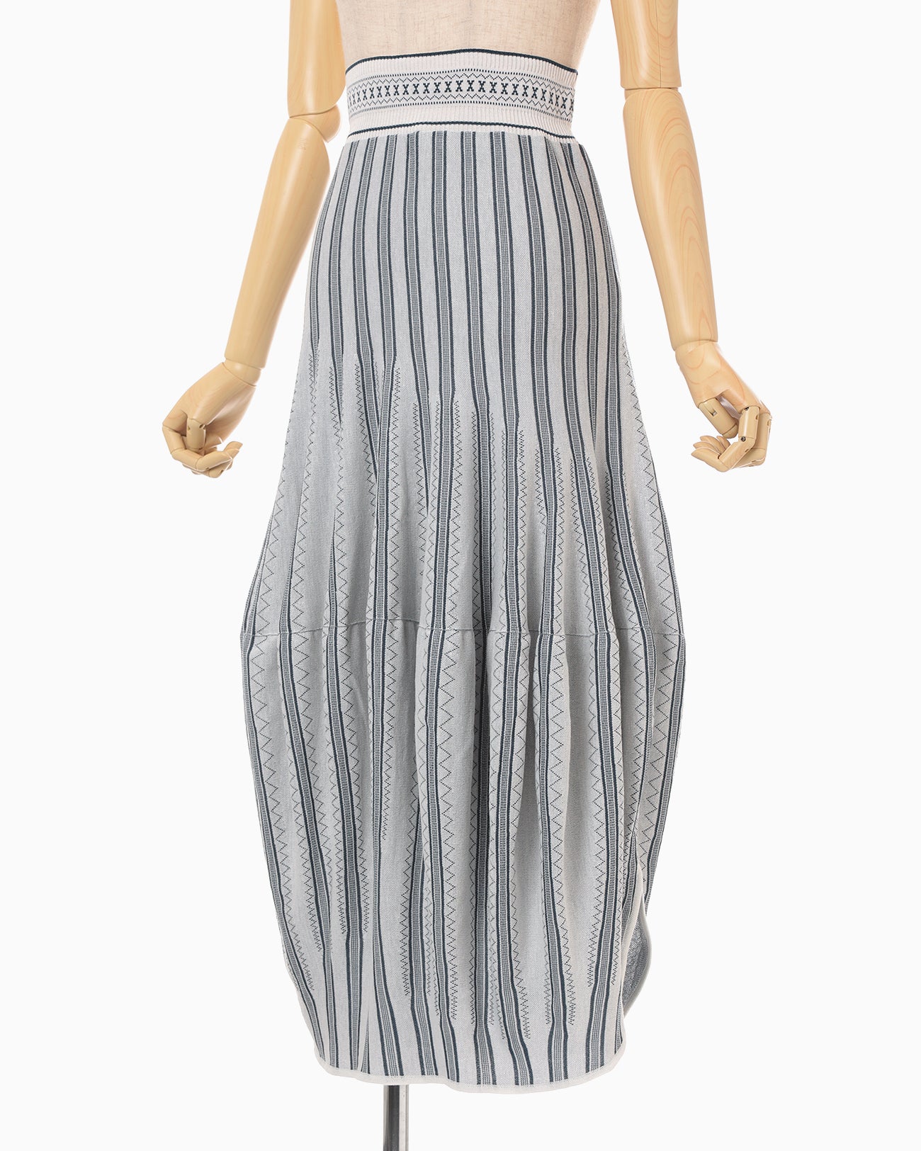 Asymmetric Knitted Volume Skirt - grey