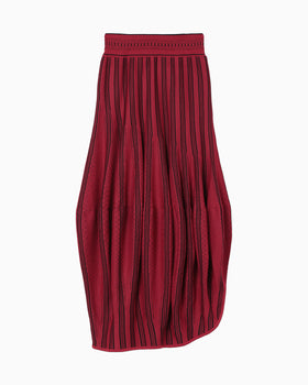 Asymmetric Knitted Volume Skirt - red