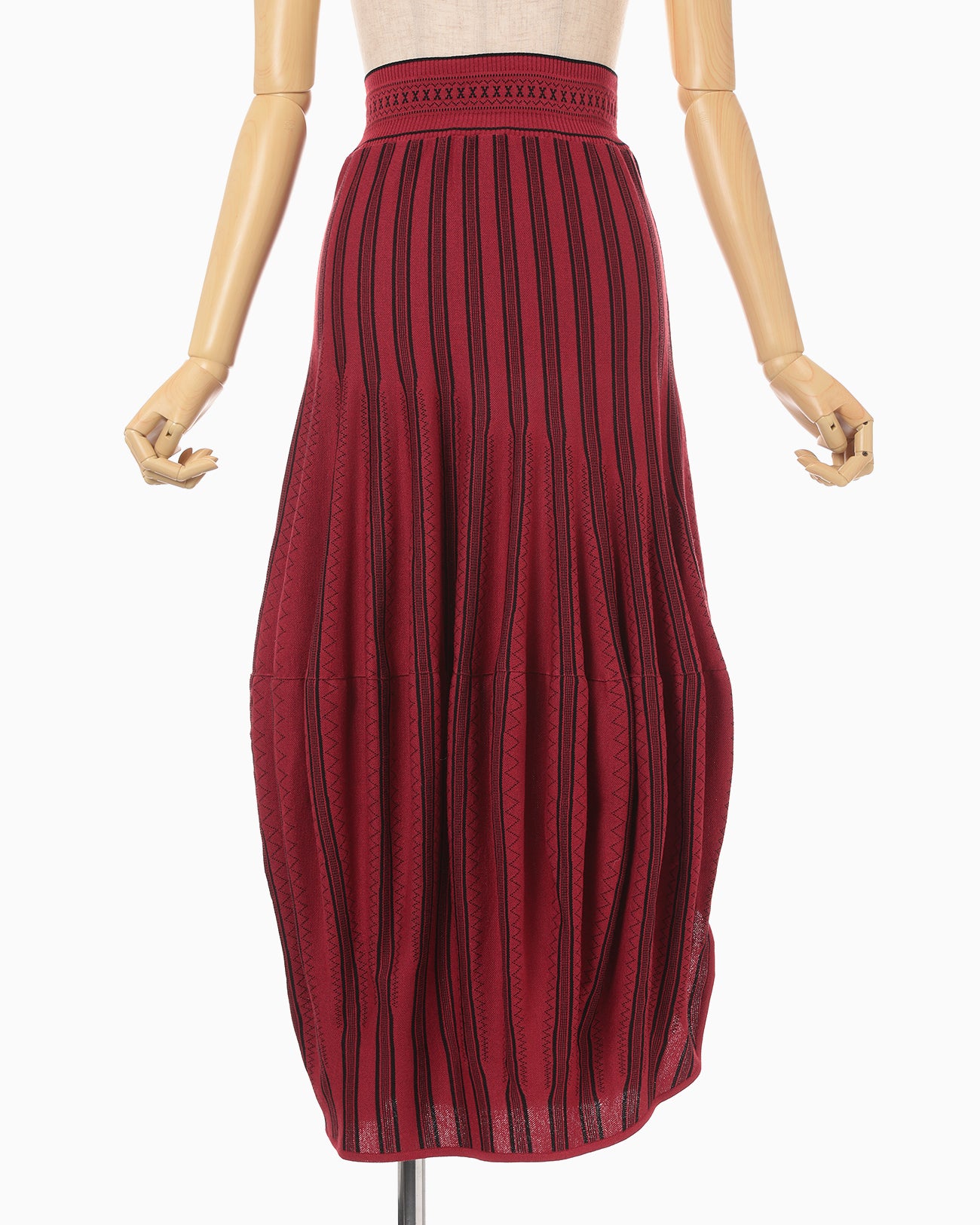 Asymmetric Knitted Volume Skirt - red