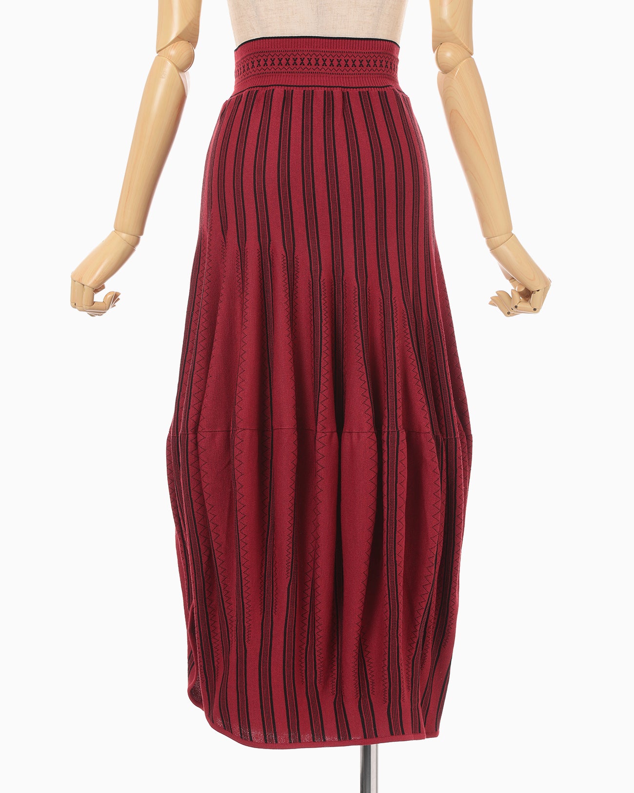 Asymmetric Knitted Volume Skirt - red