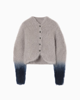 Fur Knitted Cardigan - grey