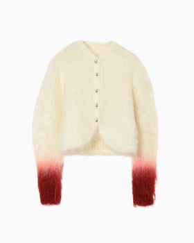 Fur Knitted Cardigan - white