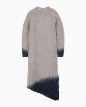 Fur Knitted Dress - grey