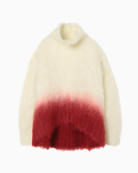 Fur Knitted High Neck Top - white
