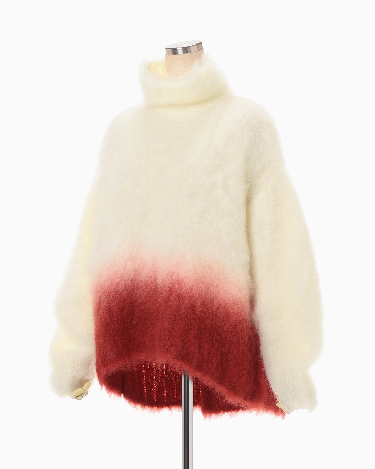 Fur Knitted High Neck Top - white