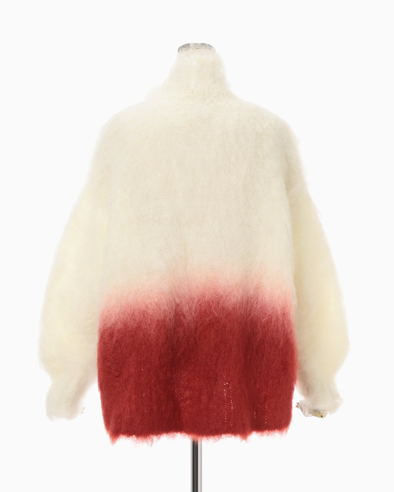 Fur Knitted High Neck Top - white