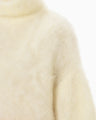Fur Knitted High Neck Top - white