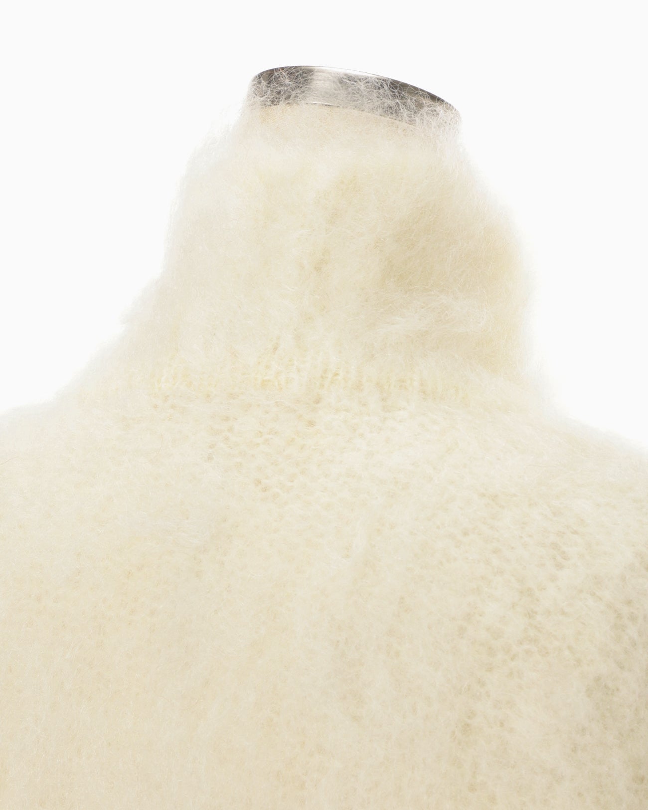 Fur Knitted High Neck Top - white