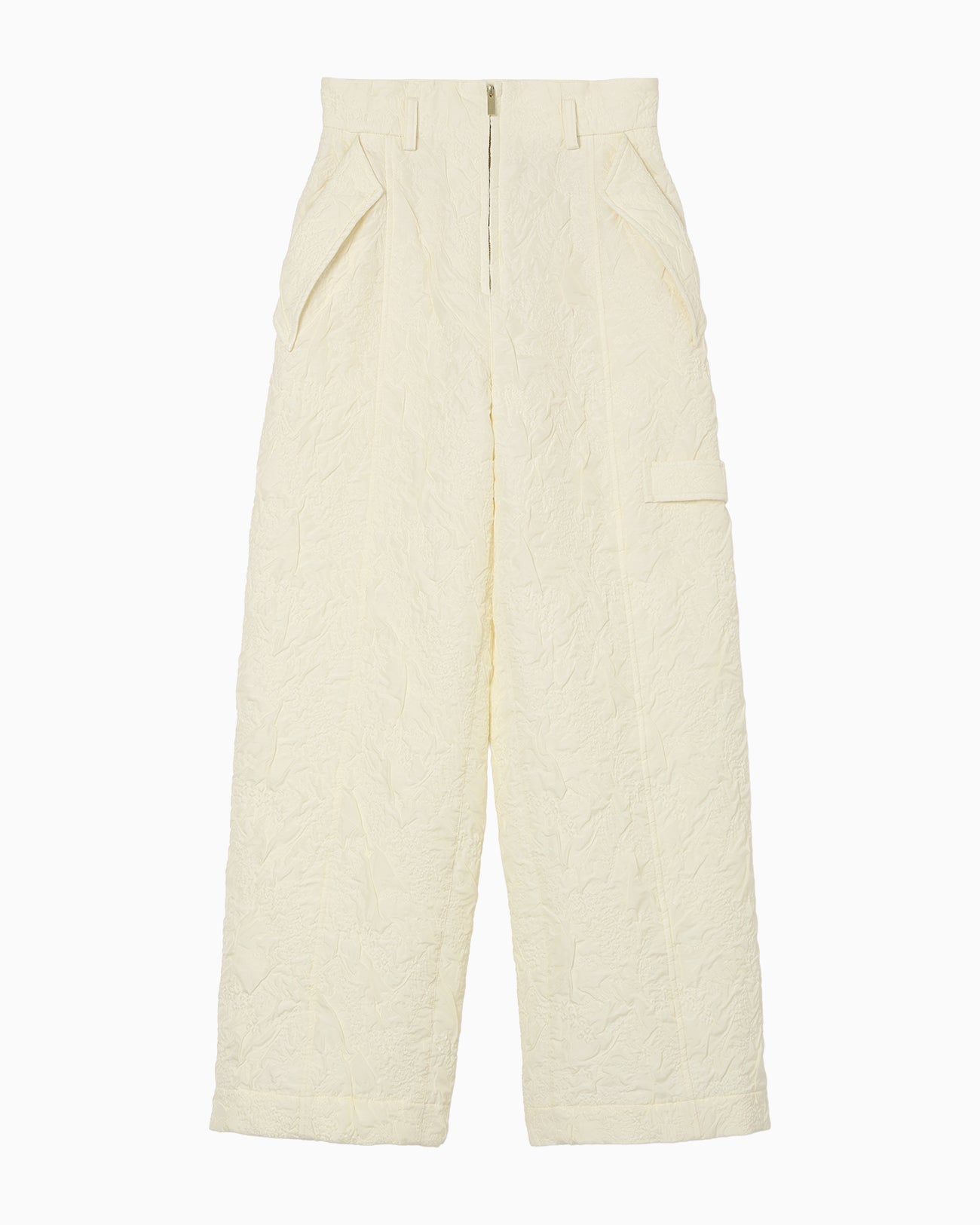 Floral Jacquard Triple Cloth High Waisted Trousers - ecru
