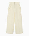 Floral Jacquard Triple Cloth High Waisted Trousers - ecru