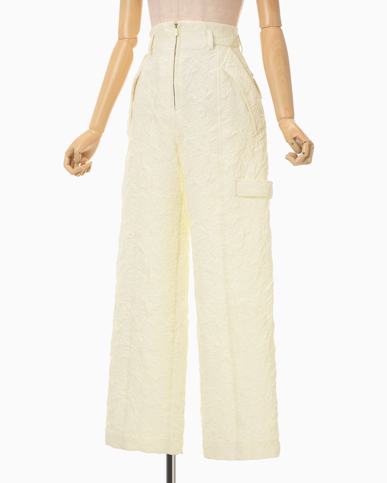 Floral Jacquard Triple Cloth High Waisted Trousers - ecru