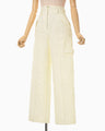 Floral Jacquard Triple Cloth High Waisted Trousers - ecru
