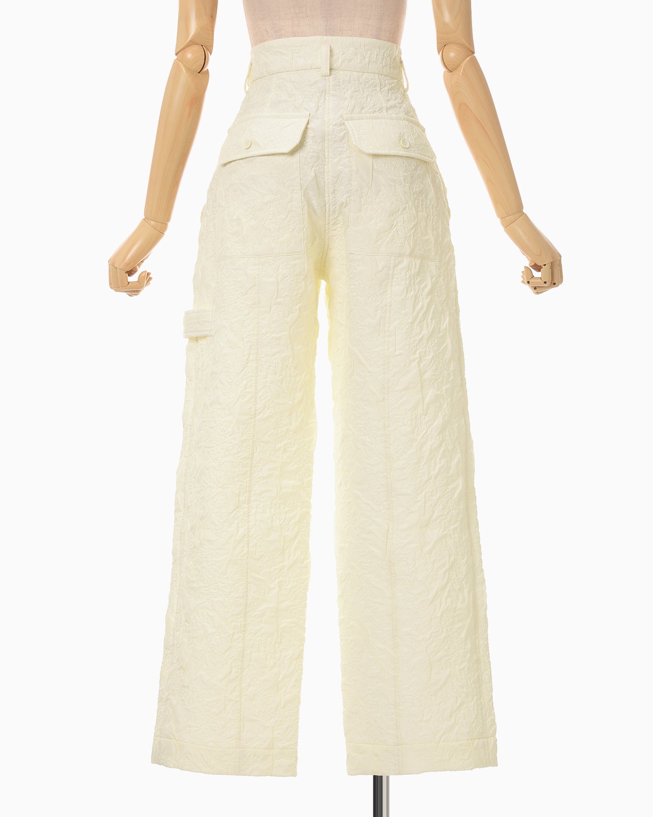 Floral Jacquard Triple Cloth High Waisted Trousers - ecru