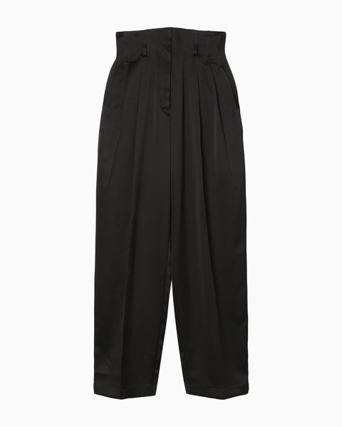 Embossed Leather Motif Triacetate High Waisted Trousers - black