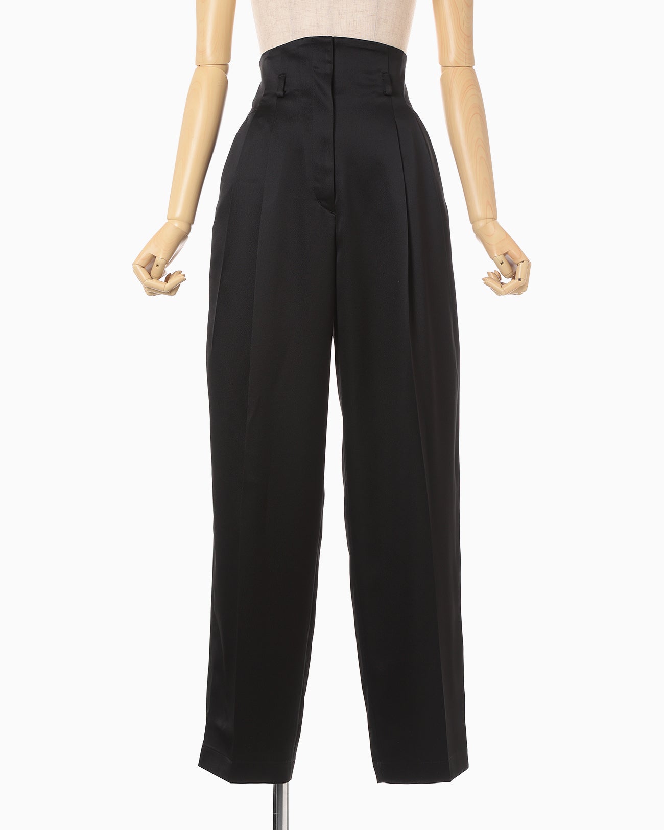 Embossed Leather Motif Triacetate High Waisted Trousers - black