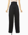 Embossed Leather Motif Triacetate High Waisted Trousers - black