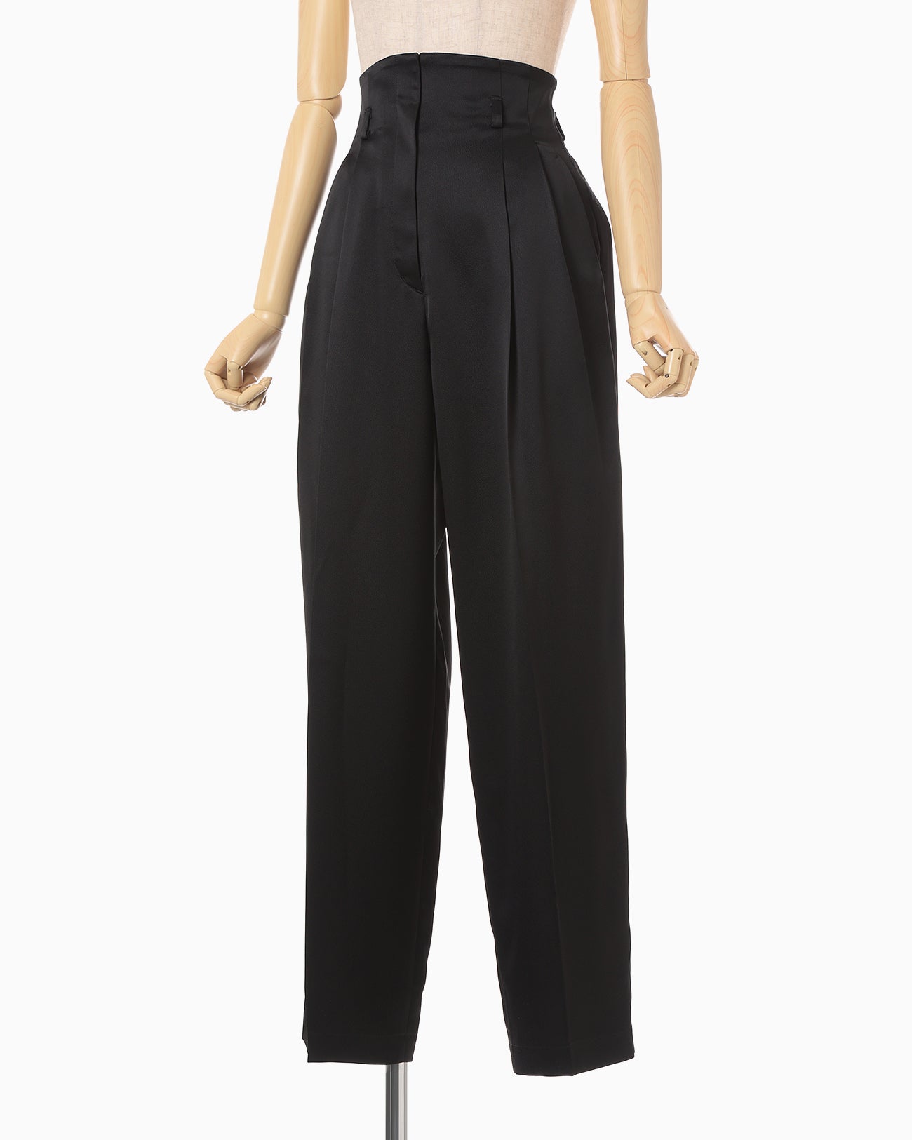 Embossed Leather Motif Triacetate High Waisted Trousers - black