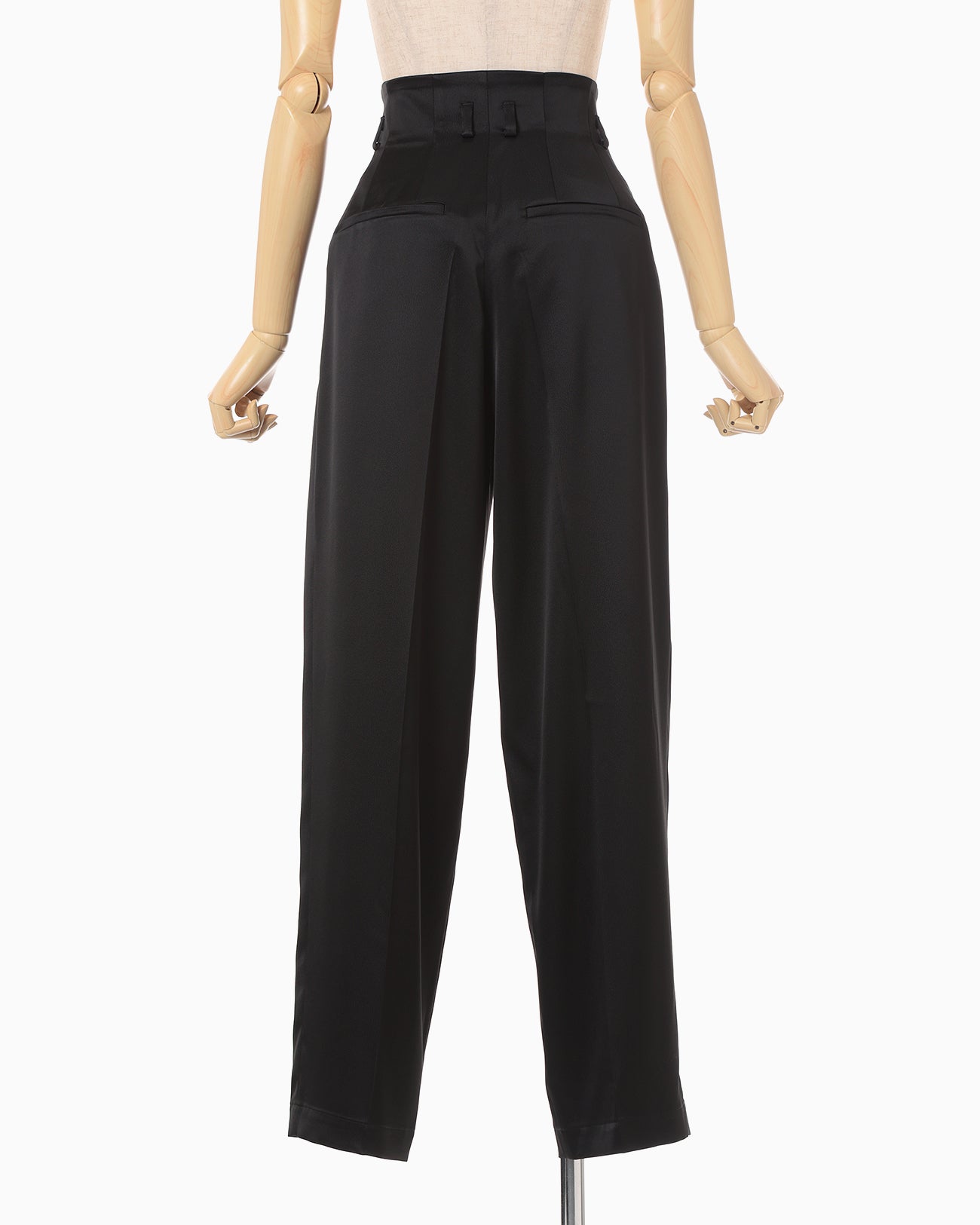 Embossed Leather Motif Triacetate High Waisted Trousers - black