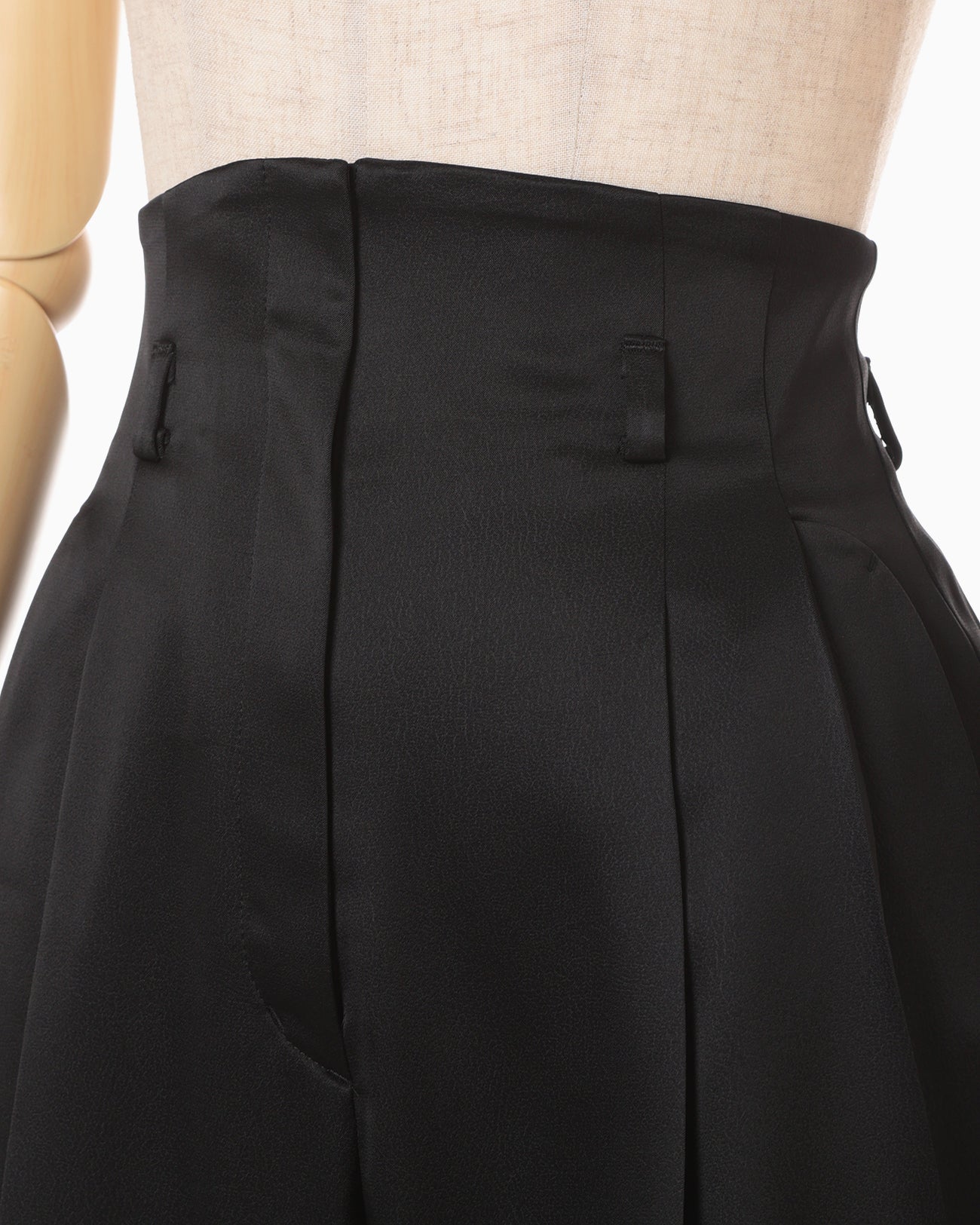 Embossed Leather Motif Triacetate High Waisted Trousers - black