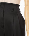 Embossed Leather Motif Triacetate High Waisted Trousers - black
